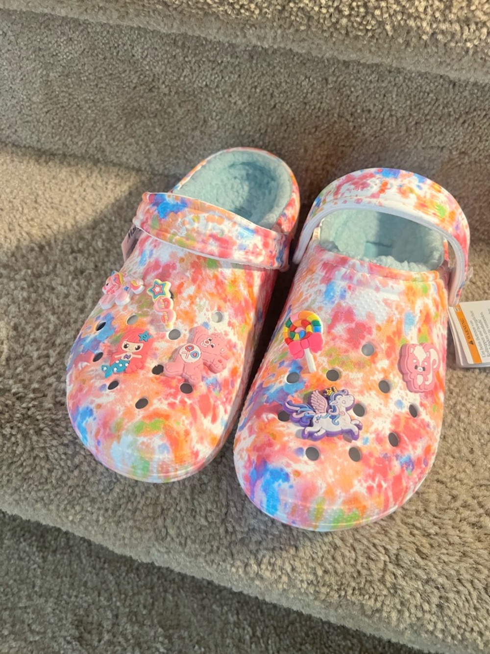 CROCS White Multi-Color Tie-Dye Clogs